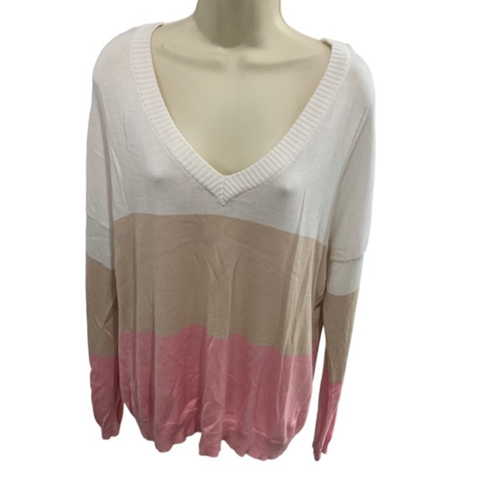 Colorblock Sweater V Neck‎ Women’s Size 2X